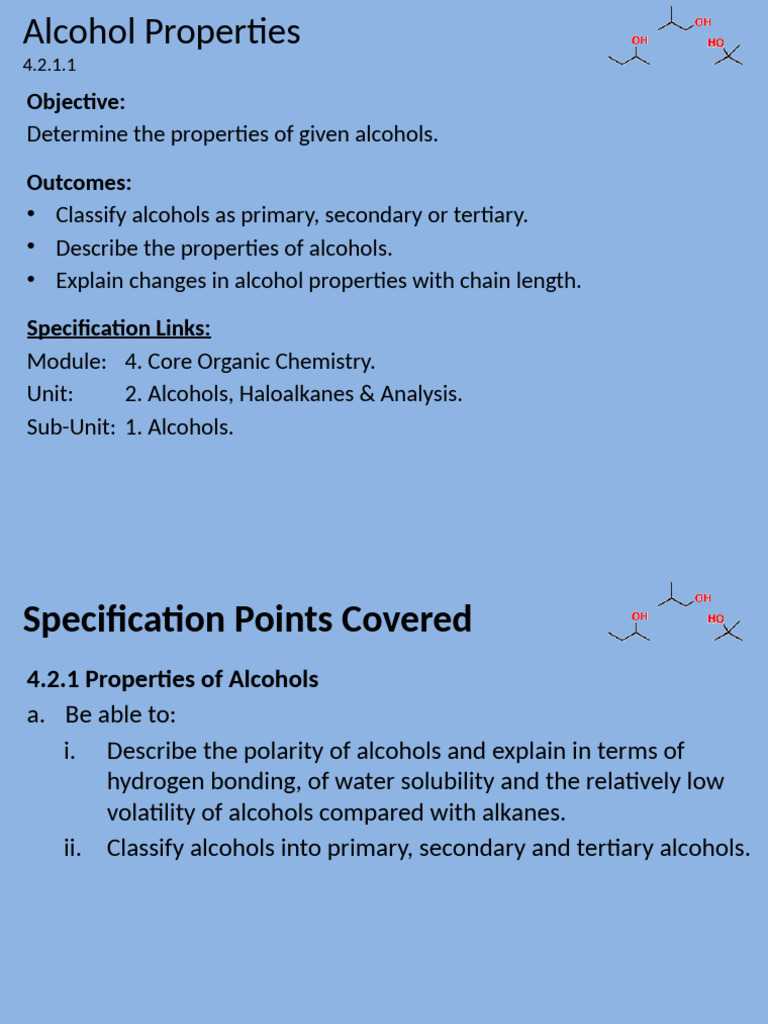 Alcohols Intro 03 03 2025 Pdf Aldehyde Alkane