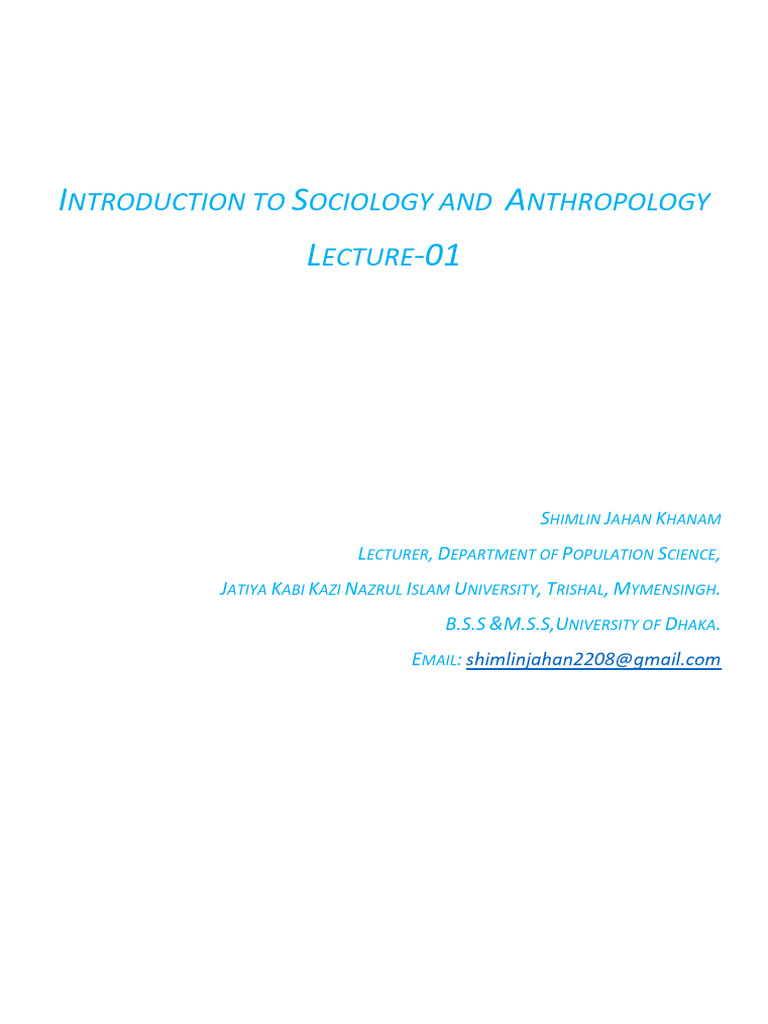 Introduction to Sociology & Anthropology | PDF | Social Sciences ...