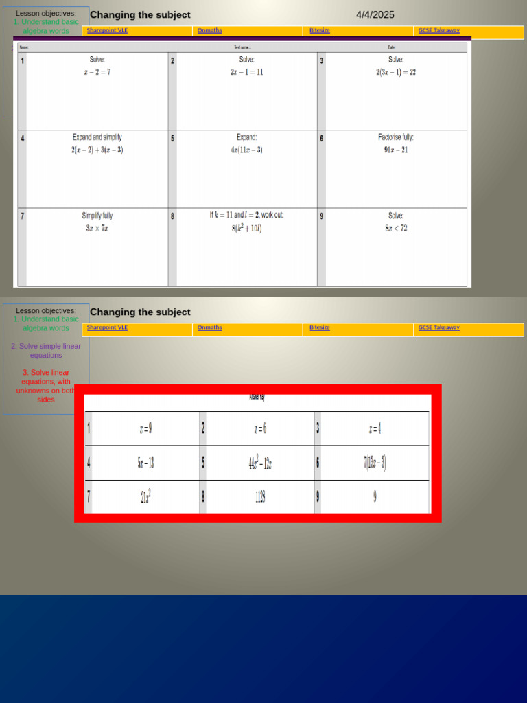 Changing The Subject | PDF | Equations | Algebra