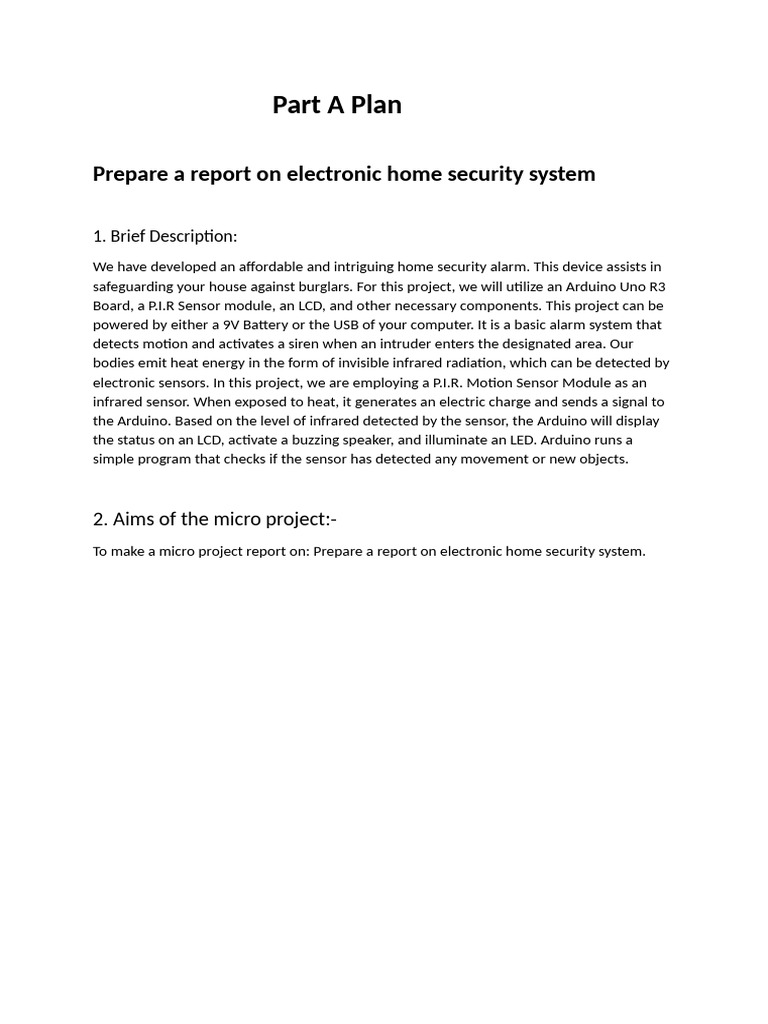 Affordable Arduino Home Security System | PDF