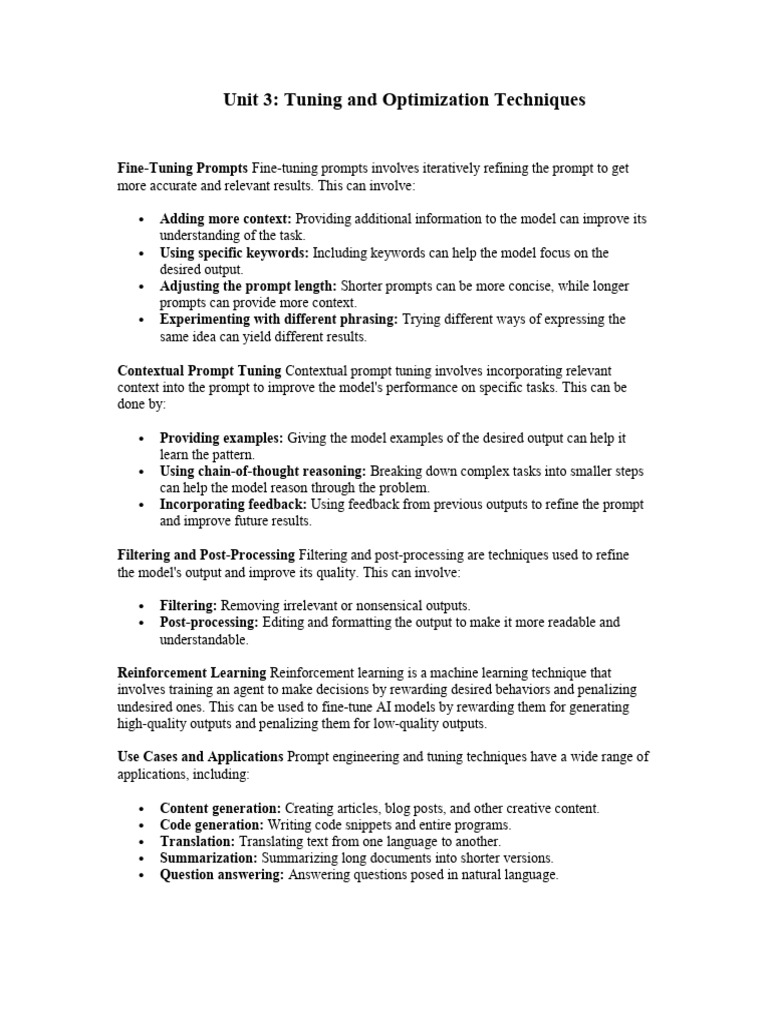 Unit 3 Tuning And Optimization Techniques Pdf Mathematical