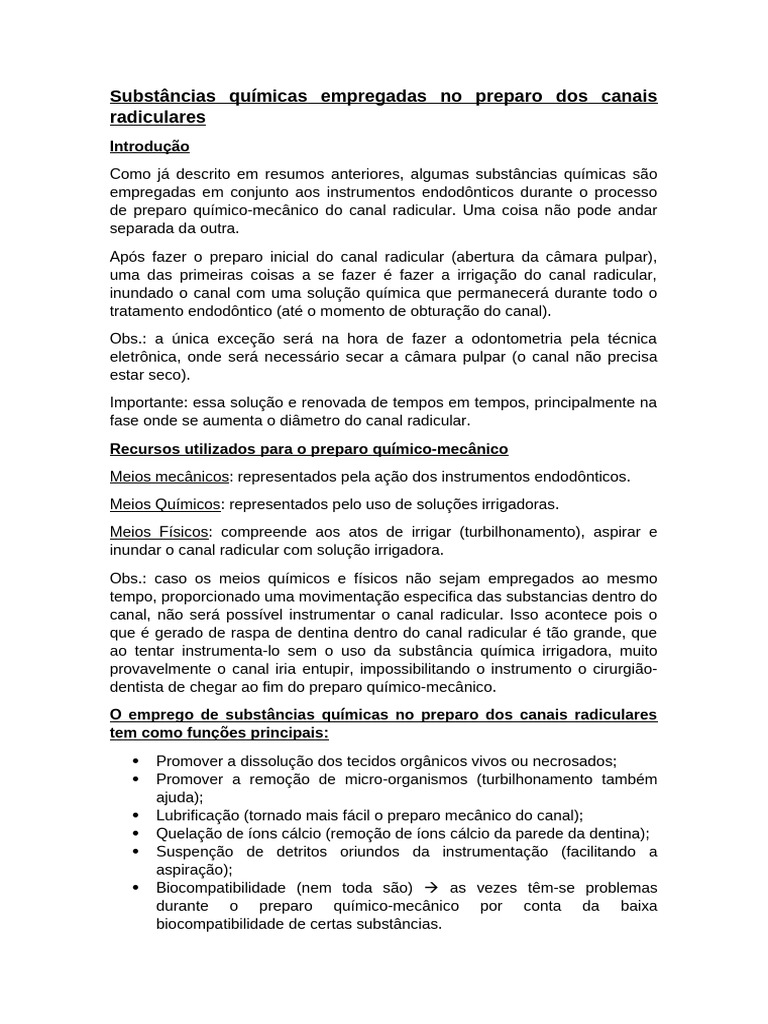7-Substâncias Químicas Empregadas No Preparo Dos Canais Radiculares ...