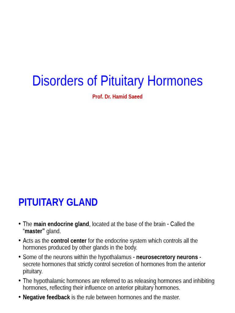 Pituitary Hormone Disorders Overview | PDF | Luteinizing Hormone ...