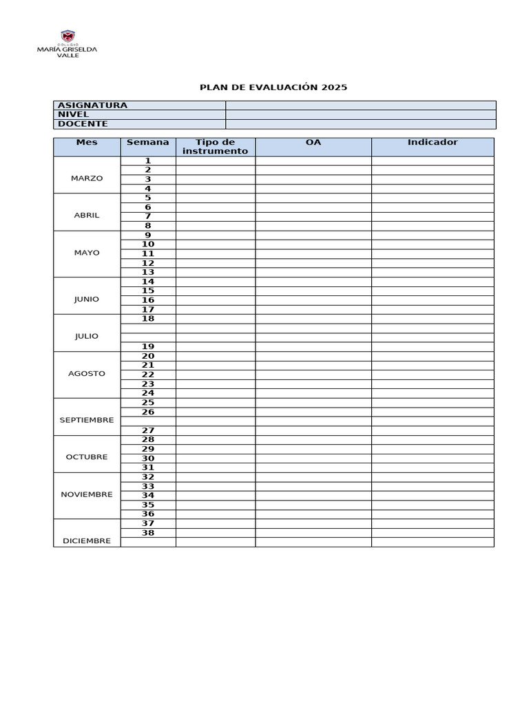 Plan de Evaluación 2025 | PDF