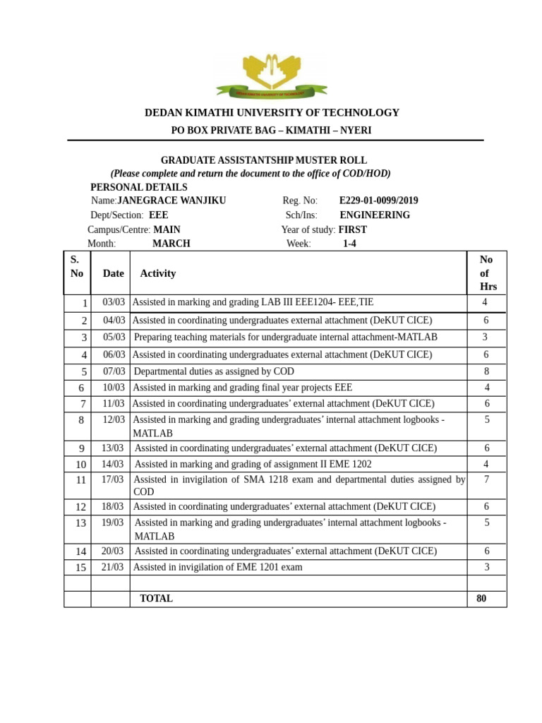 Graduate Assistantship Activity Log | PDF