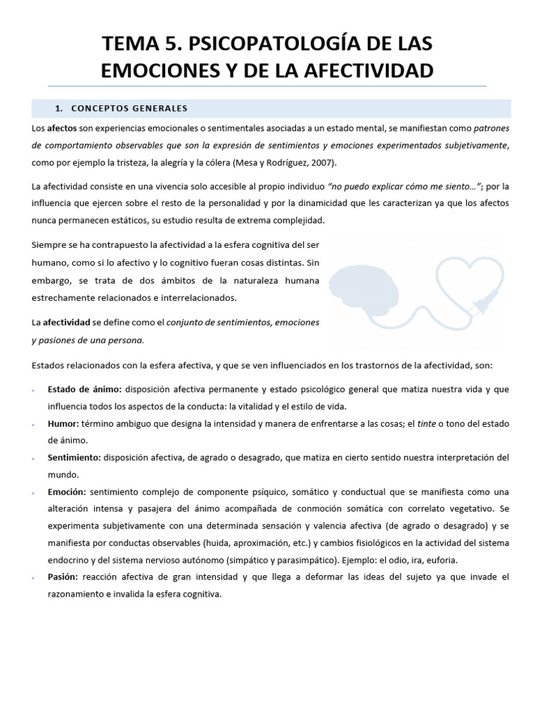 Psicopatología de las Emociones y Afectividad | PDF | Depresión (estado ...