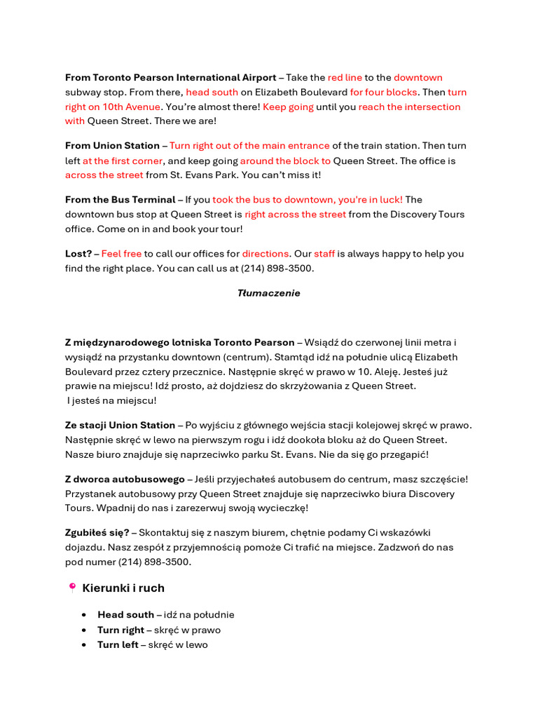 Giving Directions - Notes | PDF