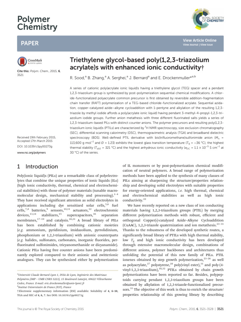 Enhanced Ionic Conductivity in PTILs | PDF | Differential Scanning ...