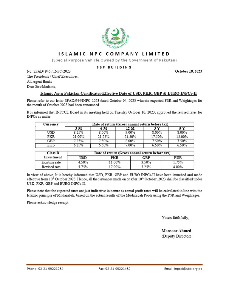 Revised INPC Rates Effective October 2023 | PDF | International Finance ...
