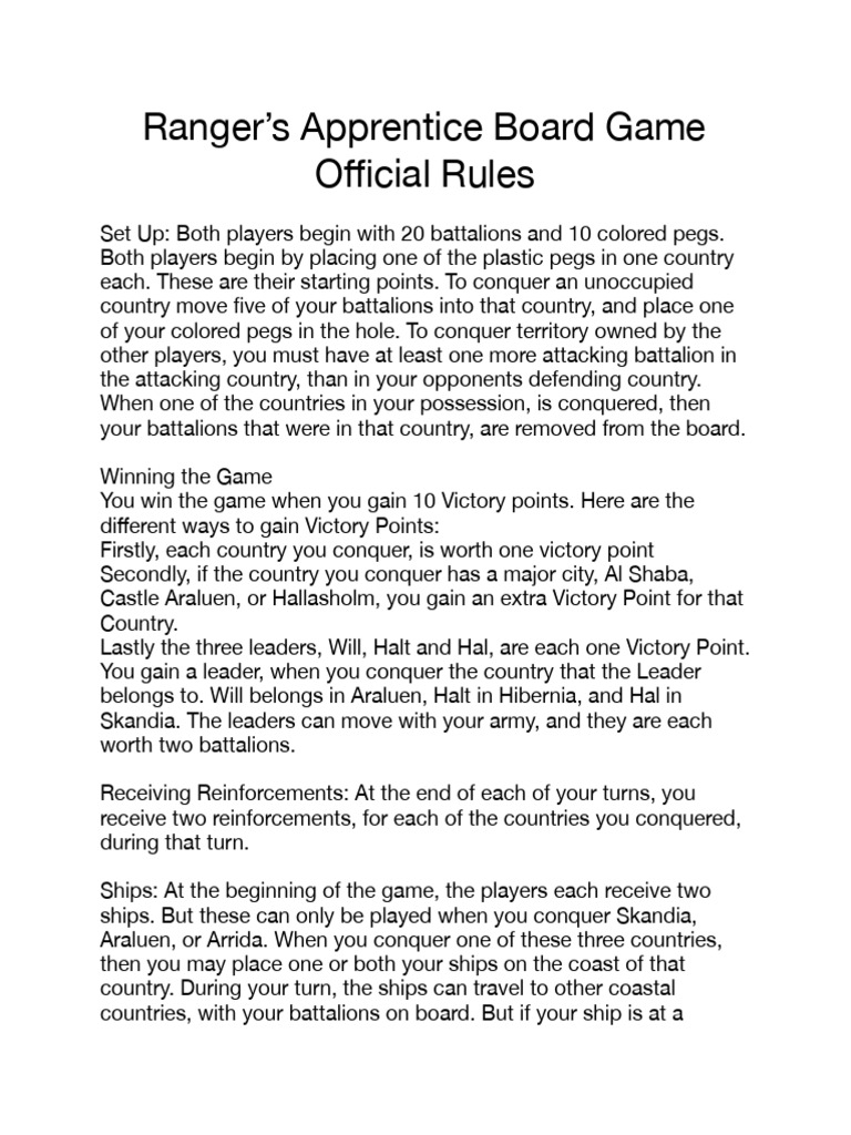 Ranger's Apprentice Game Rules | PDF