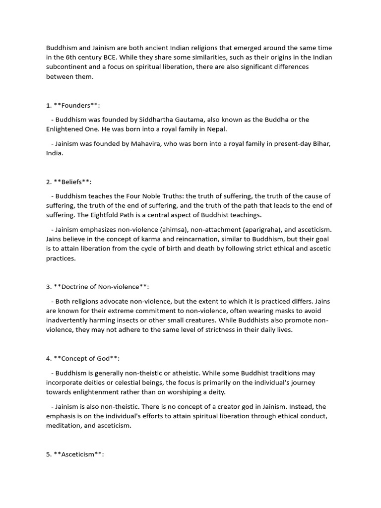 Buddhism vs Jainism: Key Differences | PDF | Asceticism | Moksha