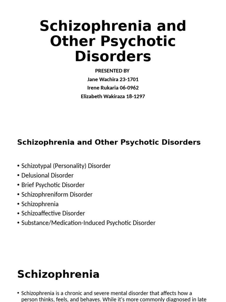 Schizophrenia and Other Psychotic Disorders (1) - 4 | PDF ...
