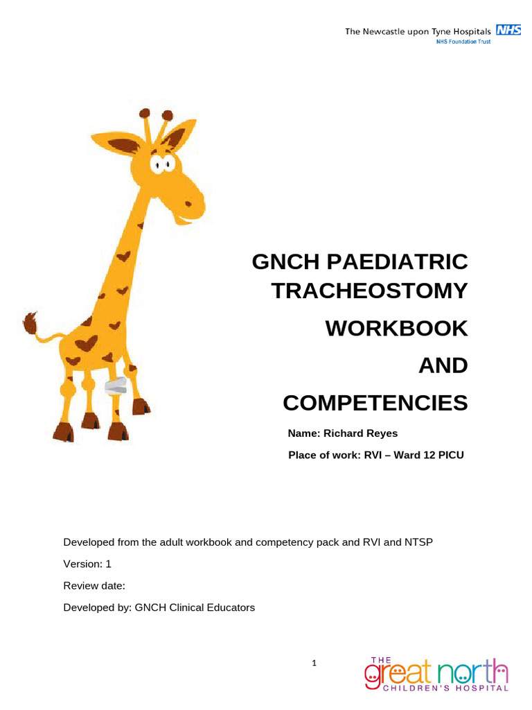 GNCH Paediatric Tracheostomy Workbook Without Competencies | PDF ...