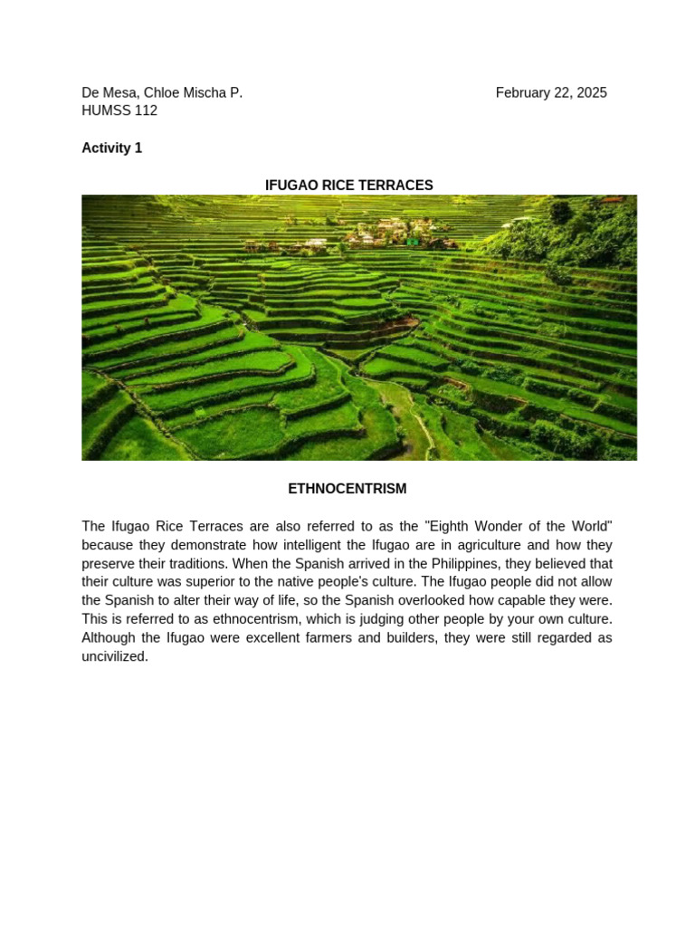 Ifugao Rice Terraces and Cultural Perspectives | PDF