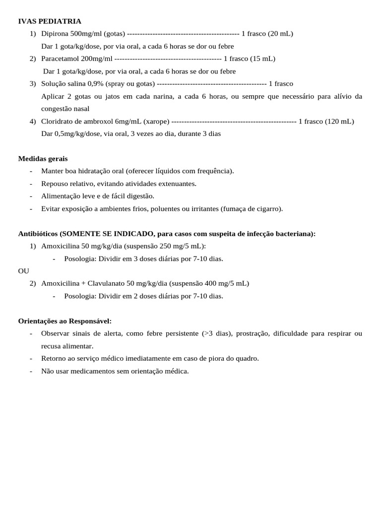 Medicamentos e Cuidados em Pediatria | PDF
