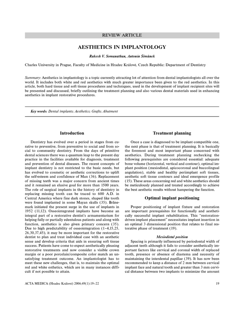 Aesthetics in Implantology | PDF | Dental Implant | Dentistry Branches