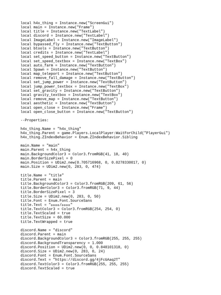 Roblox GUI Script for Game Modifications | PDF | Graphic Design