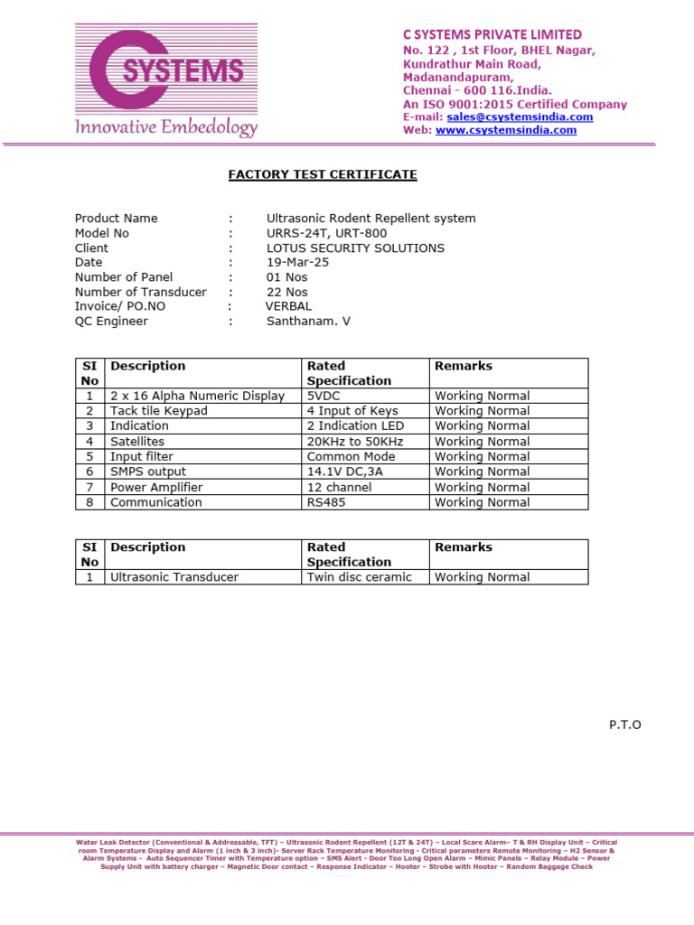 Ultrasonic Rodent Repellent System Test | PDF | Security Alarm | Ultrasound