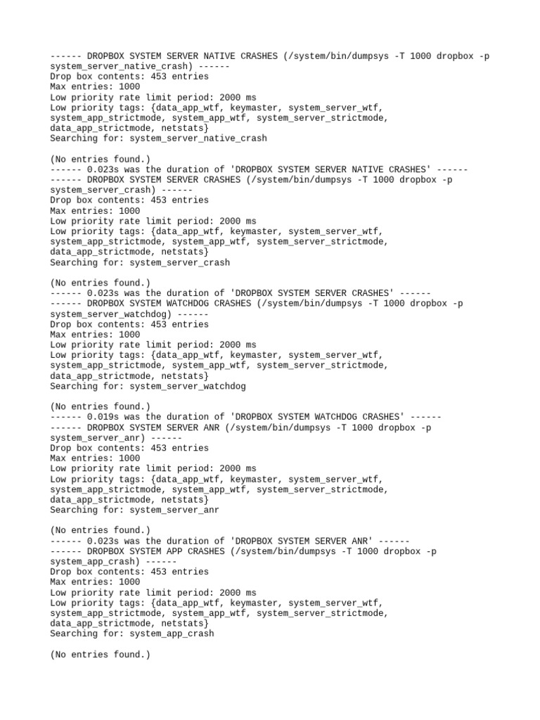 Dropbox System Crash Reports | PDF | Software | Computing