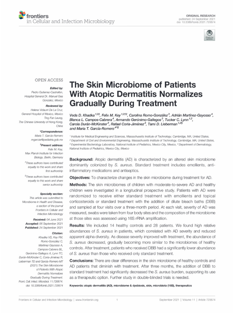 The Skin Microbiome of Patients With Atopic Dermatitis Normalizes ...