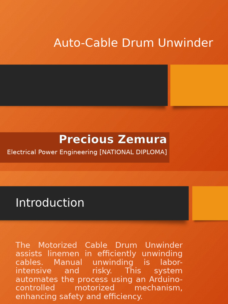 Motorized Cable Drum Unwinder System | PDF | Automation | Sensor