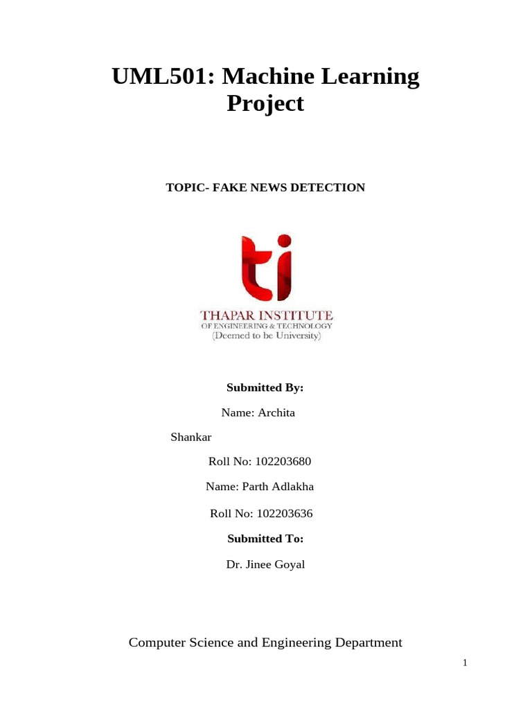 Fake News Detection Using ML Techniques | PDF | Machine Learning ...