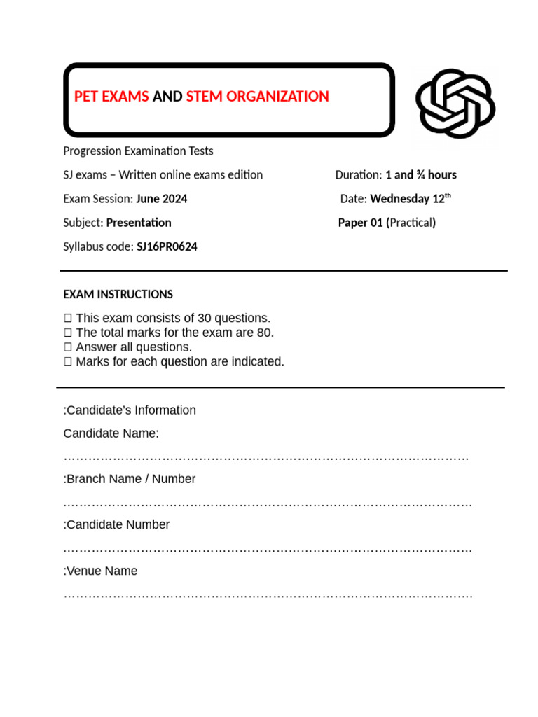 PET Exam: Presentation Skills Guide | PDF