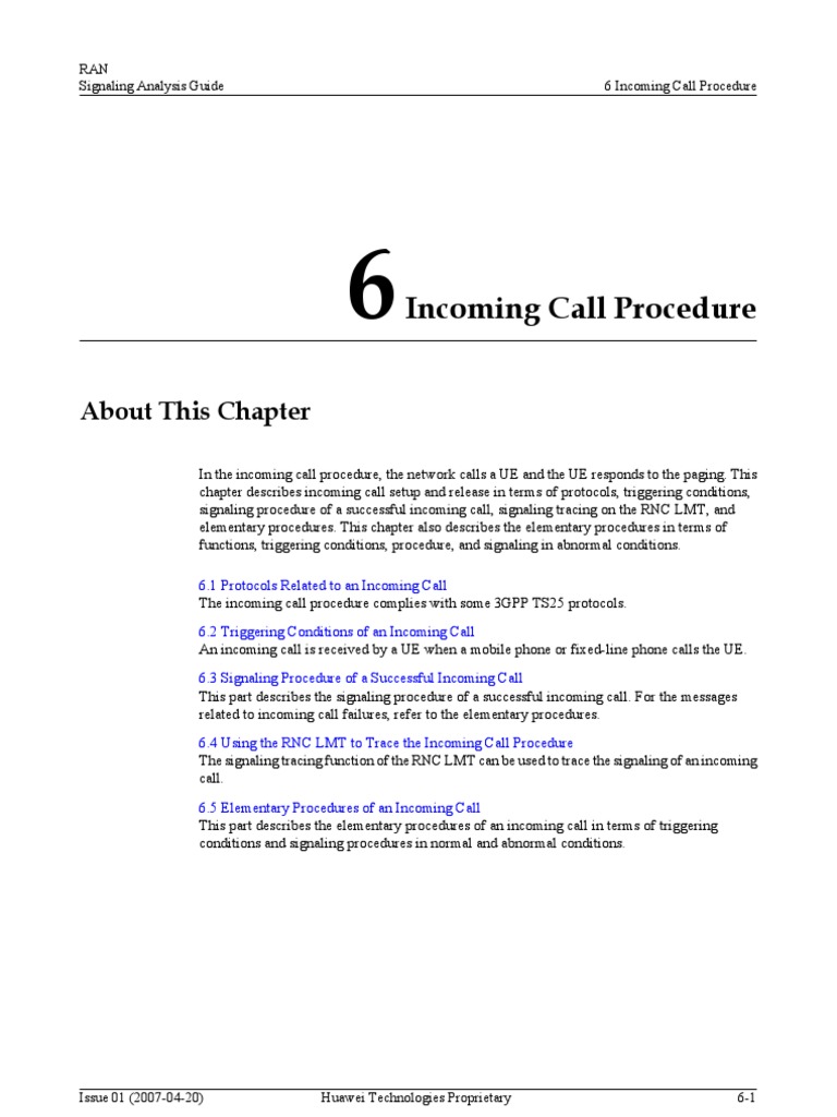 Chapter 6 - Incoming Call Procedure | PDF