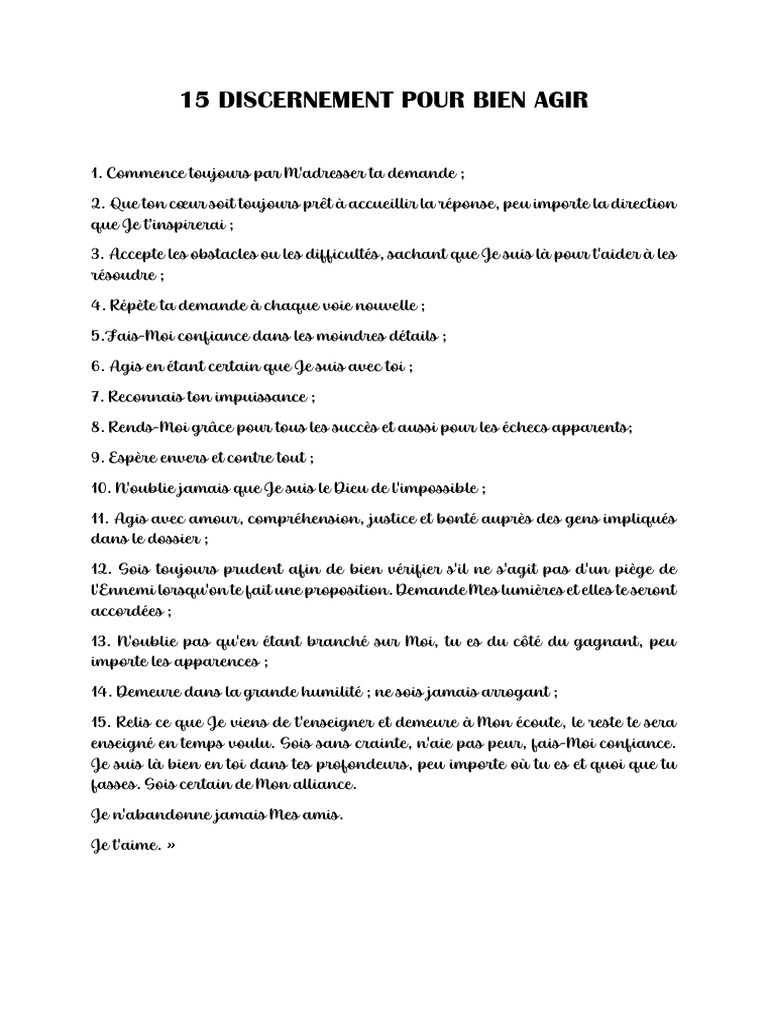 Agir avec Discernement et Amour | PDF