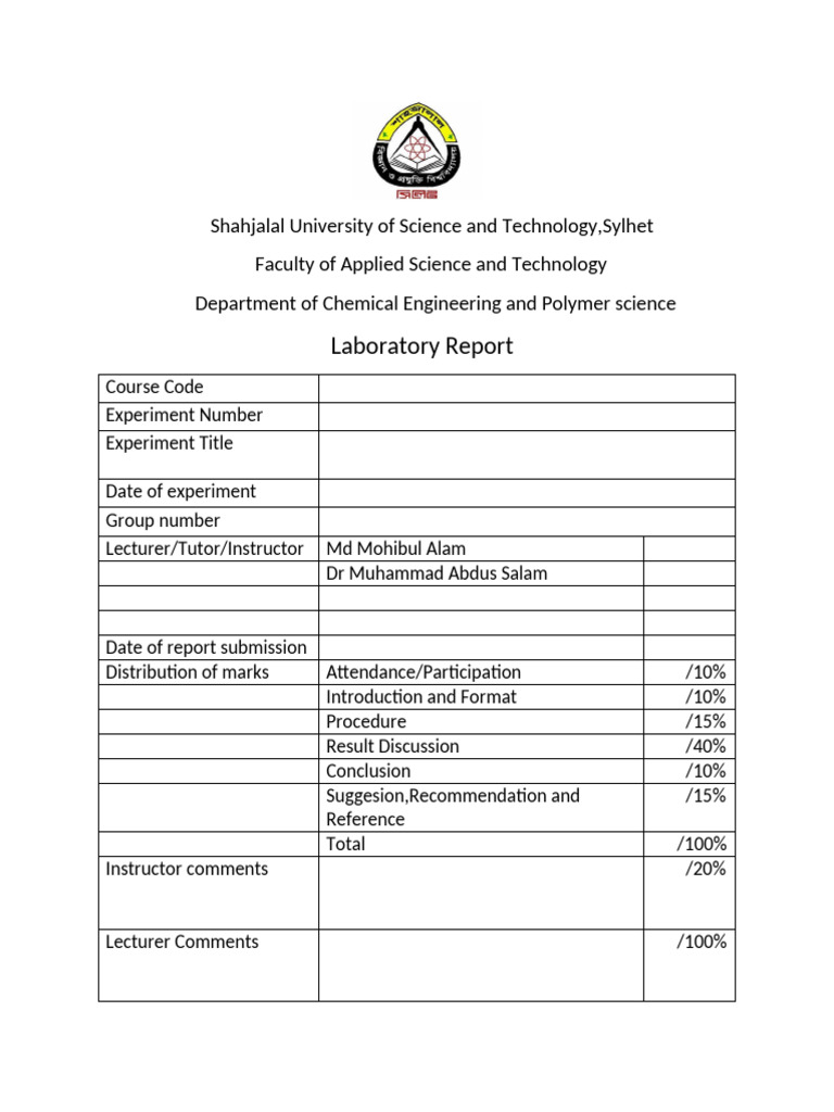 Chemical Engineering Lab Report Guide | PDF