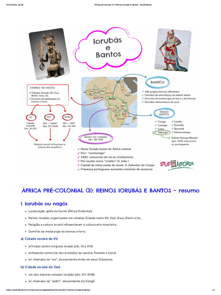 Reinos Iorubás e Bantos na África | PDF | África