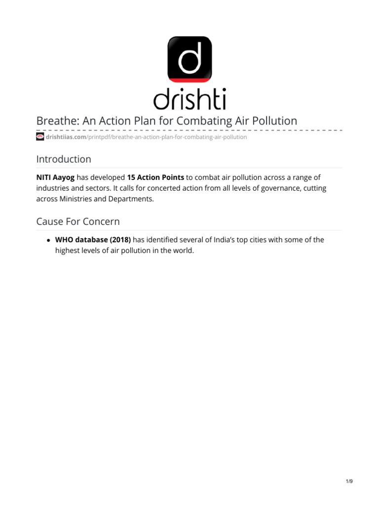 Action Plan for Air Pollution Control | PDF | Emission Standard | Air ...