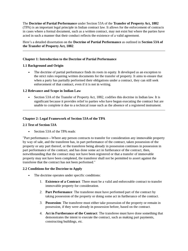 Doctrine of Partial Performance in TPA | PDF | Property | Equity (Law)