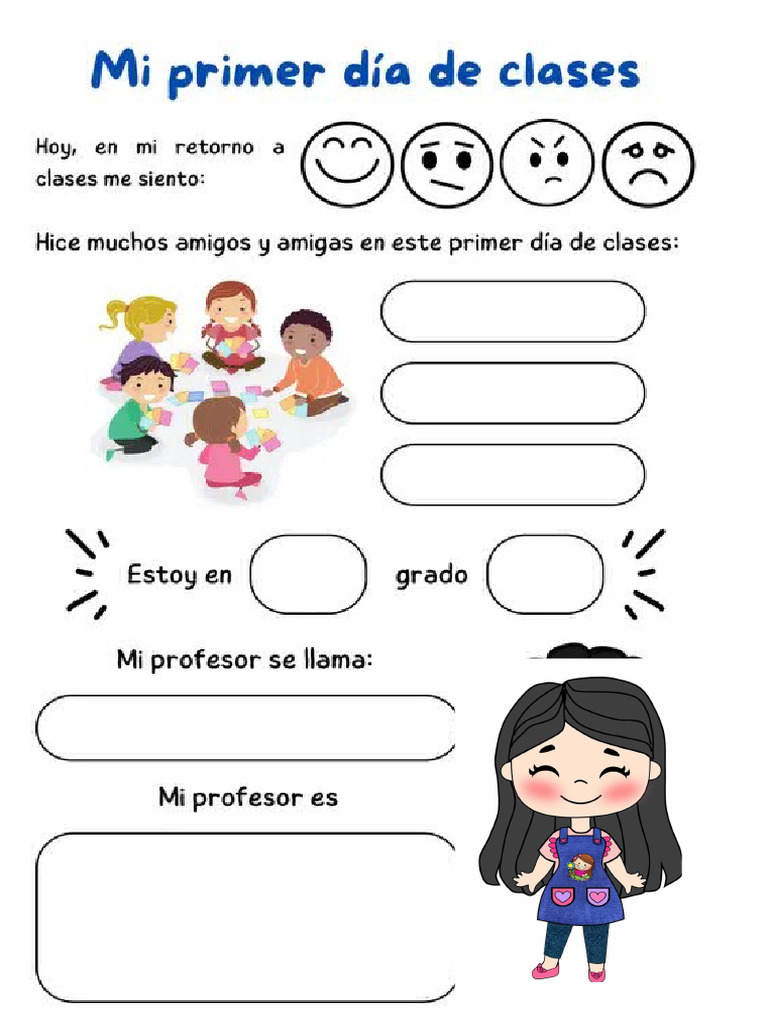 Ficha 2 de Mi Primer Dia de Clases | PDF