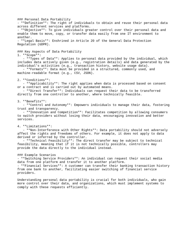 Understanding Personal Data Portability | PDF