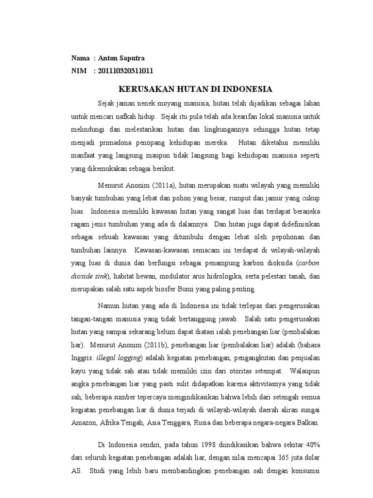 Artikel Kerusakan Hutan