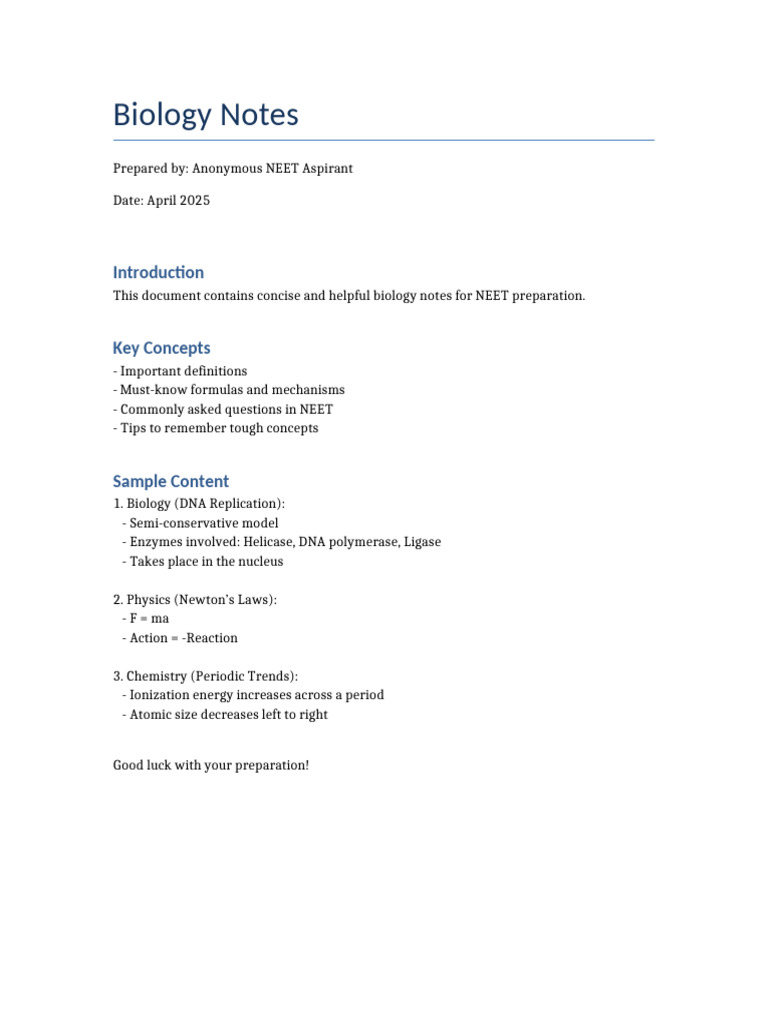 Biology Notes | PDF