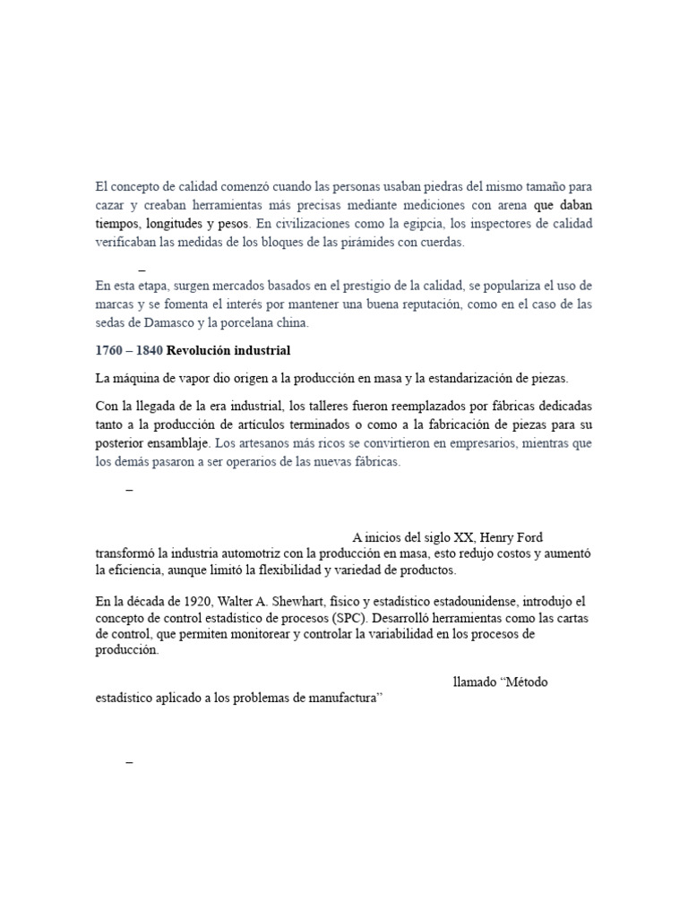 Evolución de la Calidad a lo Largo del Tiempo | PDF | Lean ...