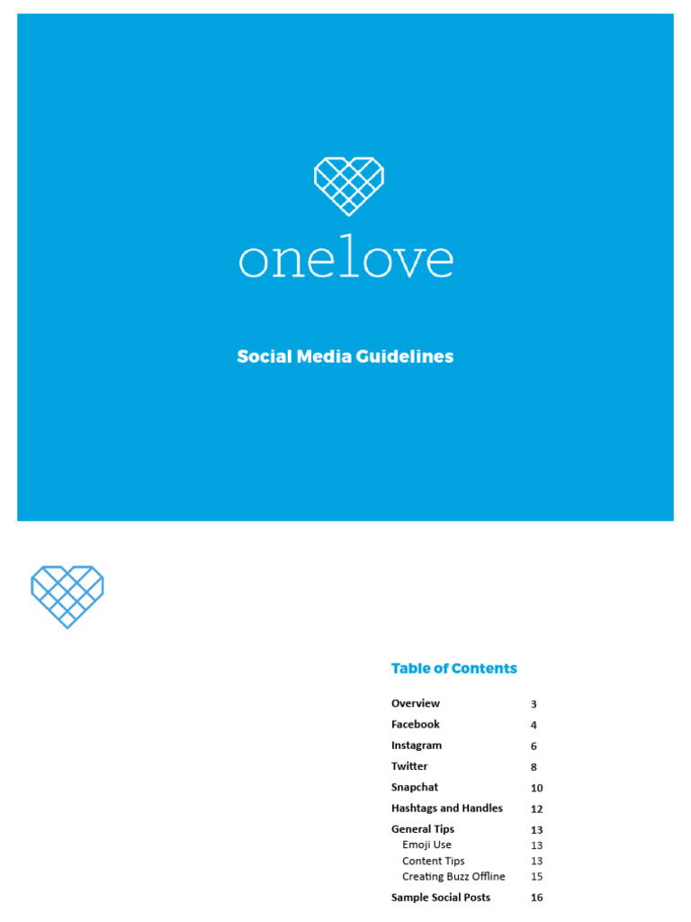 Team One Love Social Media Brand Guidelines | PDF | Snapchat | Social Media