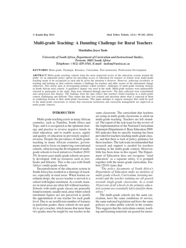 Challenges in Multi-Grade Teaching | PDF | Teachers | Curriculum