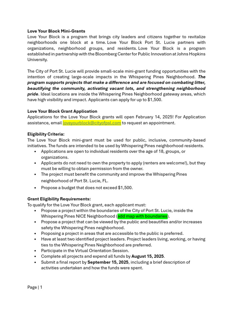 love-your-block-mini-grant-proposal | PDF | Fundraising