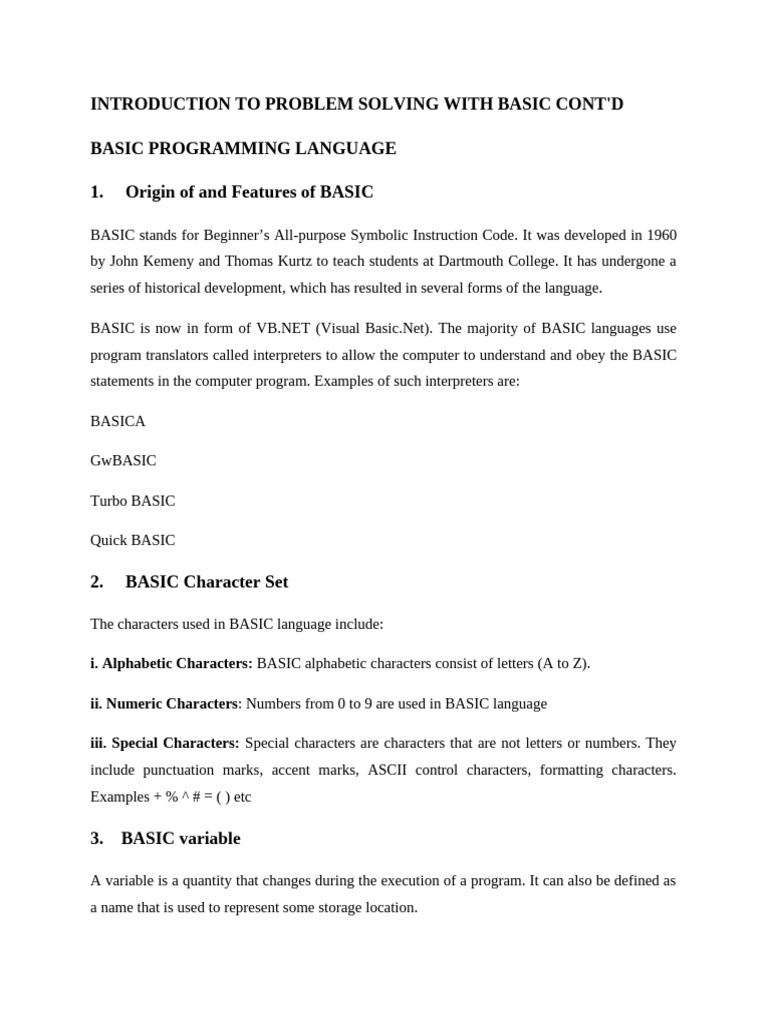 Intro. To Problem Solving With Basic 2 | PDF | Basic | Arithmetic