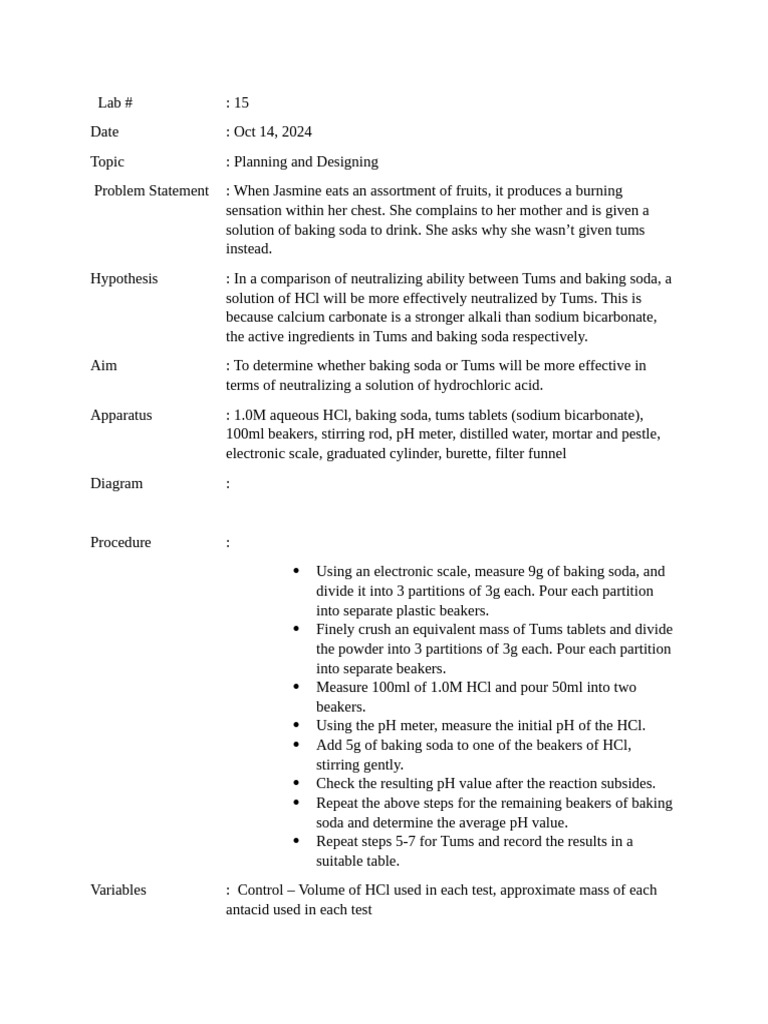 Tums vs. Baking Soda: pH Neutralization Test | PDF | Sodium Carbonate ...