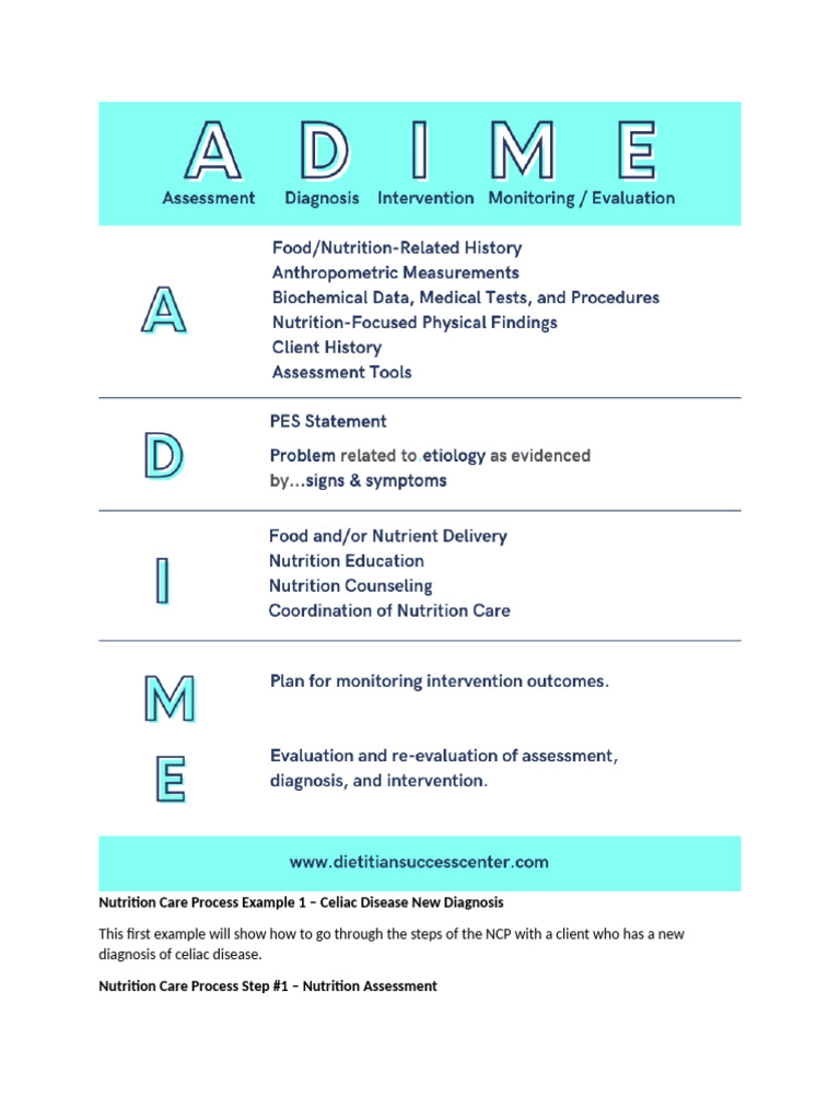 ADIME for Celiac Disease Nutrition Care | PDF | Nutrition | Diet ...