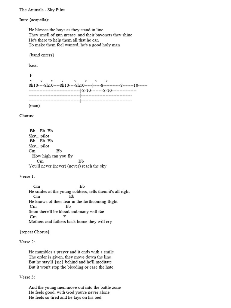 Sky Pilot Lyrics and Chords | PDF