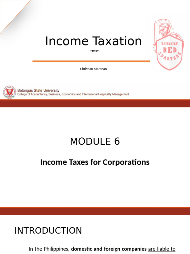 Income-Taxation-Module-6-December | PDF | Taxes | Corporate Tax