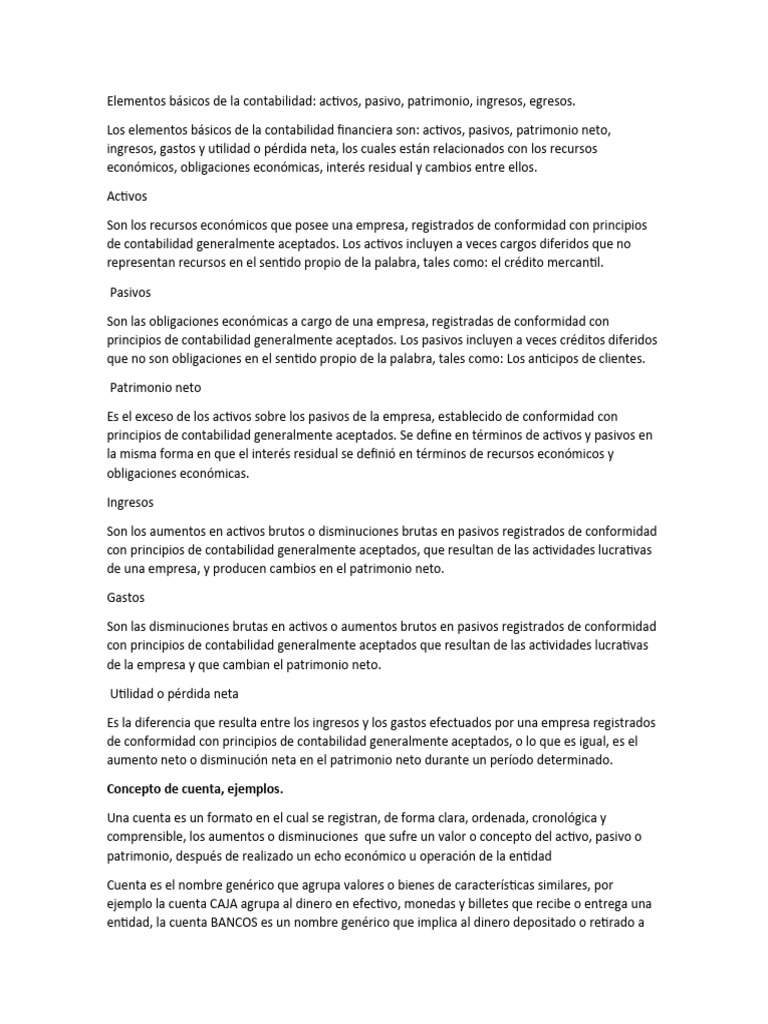Elementos Clave de la Contabilidad Financiera | PDF | Contabilidad | Dinero