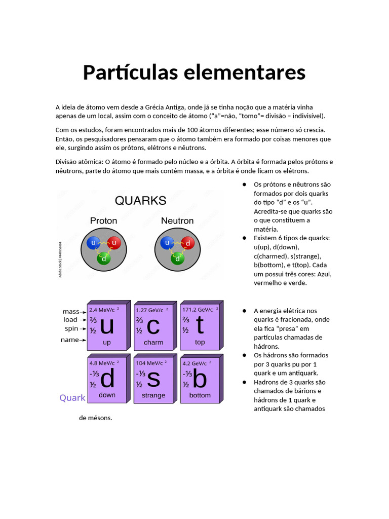 Estrutura das Partículas Elementares | PDF | Quark | Partícula elementar