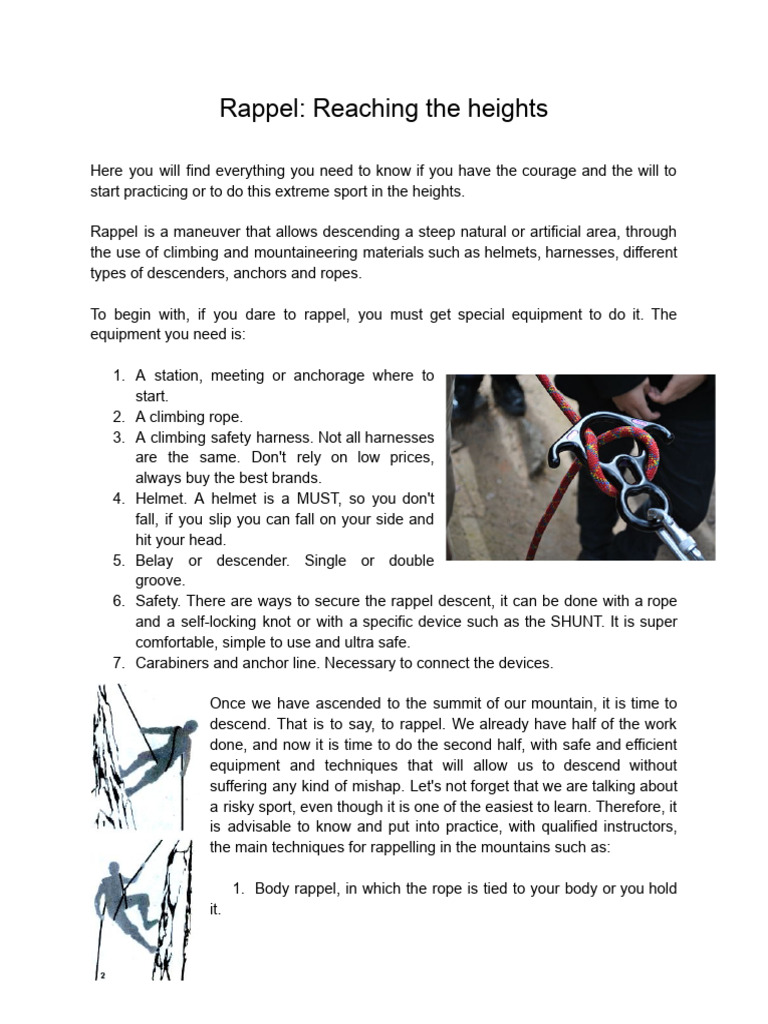 Body Rappel and Single Rope Techniques | PDF | Mountaineering