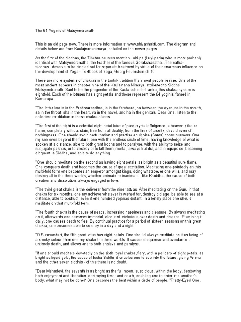 64 Yoginis and Matsyendranath's Teachings | PDF | New Age | Spirituality